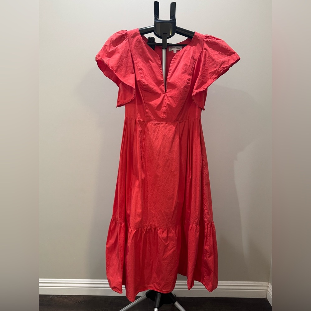 Marissa Webb V-Neck Flutter Sleeve Dress